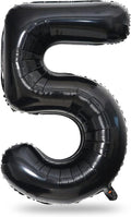 Black 5 Balloons, 40 Inch Large Foil Number Balloons Set 0-9, Self Inflating by Lingqiang