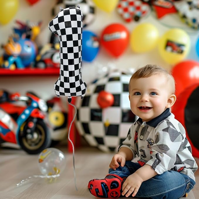 42 Inch Checkered Number Balloon 5, 5th Race Car Flag Birthday Party Supplies - Image 5
