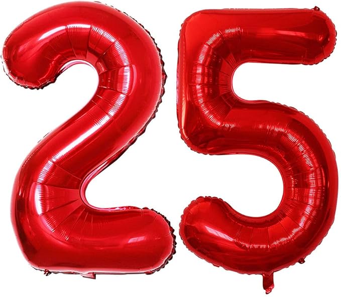 Number 25 Balloons for 25th Birthday Party Decorations, 42 Inch Jumbo Foil by GOER