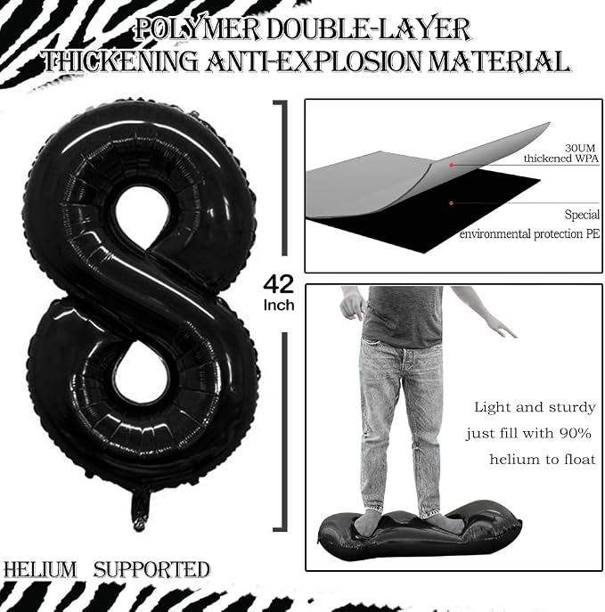 Number 80 Balloons for 80th Birthday Party Decorations, 42 Inch Jumbo Foil - Image 2