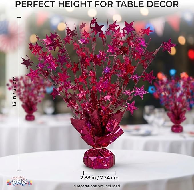 PMU 3 Pack Bursting Star Metallic Foil Spray Centerpiece- Burgundy Prismatic - Image 2