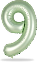 40'' Sage Green Number 9 Balloon, Self Inflating Foil Number Balloons Set 0-9 by Lingqiang