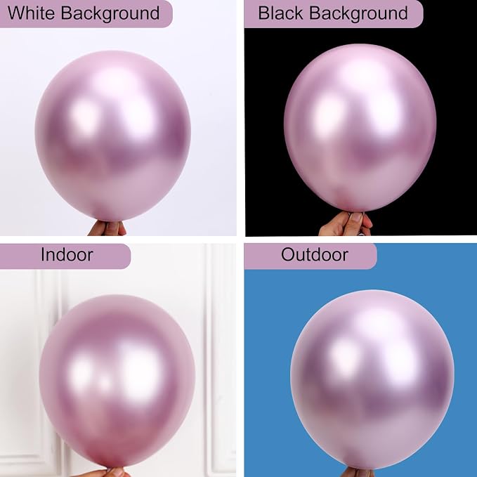 RUBFAC Metallic Mauve Pink Balloons 129pcs Different Sizes Balloon Arch | Latex - Image 4