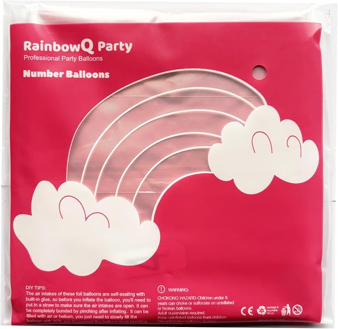 RainbowQ Blue Pink 6 Balloon Number 40 Inch Big 0-10 Foil Large Balloon | - Image 7
