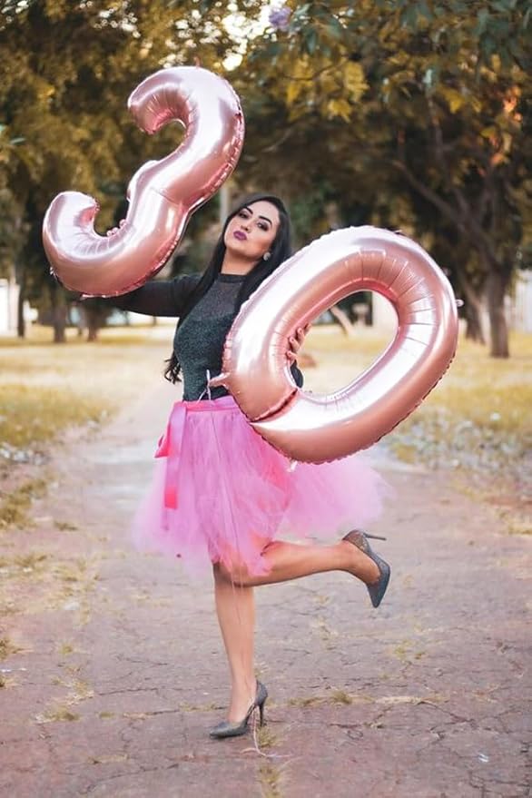 3 Balloon Numbers Party Decorations, 40In Pearl Pink Balloons - Image 5