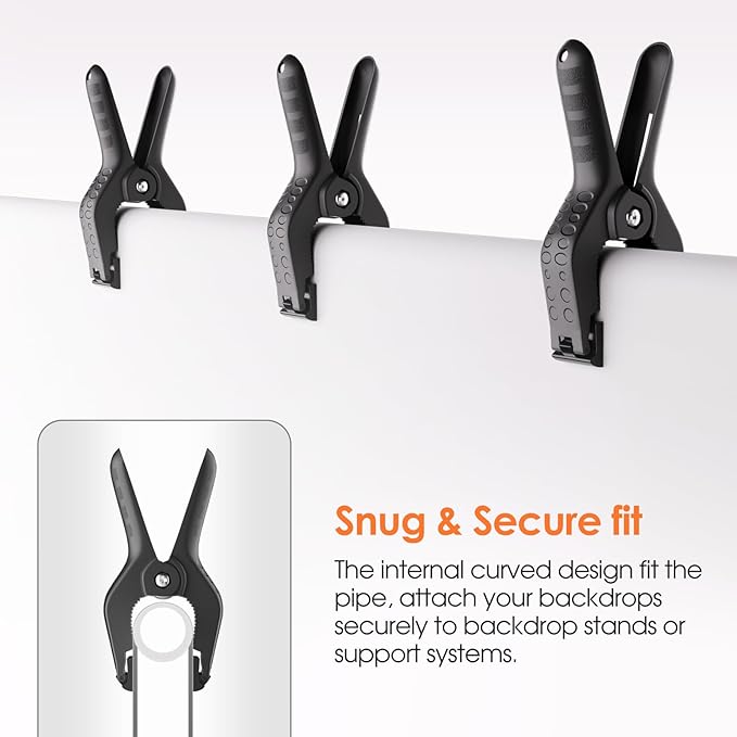 Spring Clamps Heavy Duty, 9in Plastic Backdrop Clips, 6 Pack Black | Strong - Image 5