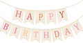 Doumeny Happy Birthday Burlap Banner Boho Birthday Garland Bunting Ombre Pink by Doumeny