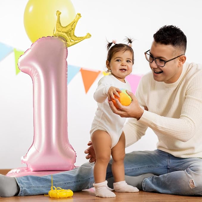 42 Inch Crown Pink Number Balloon, Number 9 Balloon - Image 6