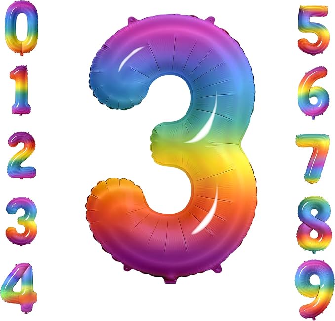 Number 3 Balloons for 3th Birthday Party Decorations, 0-100 Large No.3 Balloons by Joycard