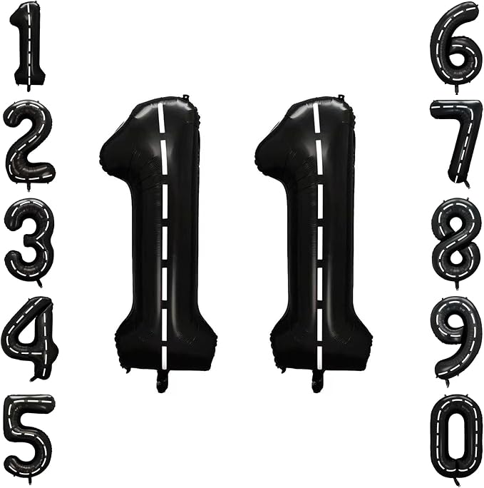Black and White Stripes Number 11 Balloon 40 Inch, Road Style Digit Decor | by Unknown