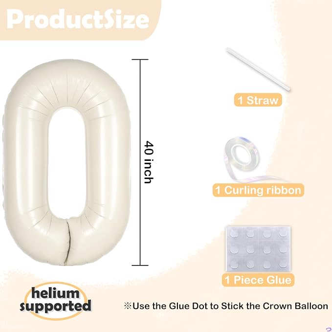 Cream White Number 27 72 Balloon - Image 2