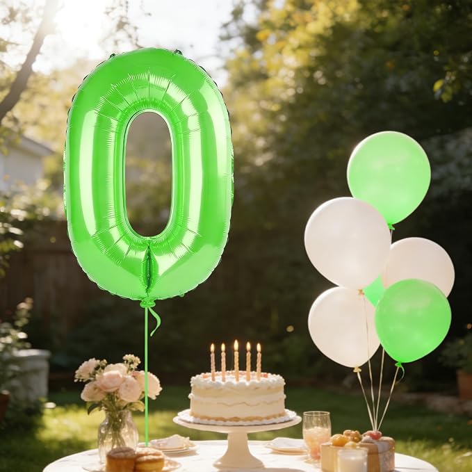 40 Inch Number 0 Balloons for Birthday Party Decorations, 0-100 Fruit Green - Image 3