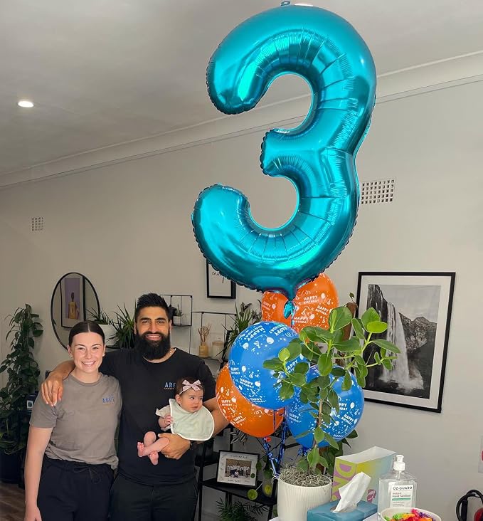 Light Blue Number 0 Balloon 40 Inch, 0th Birthday Decorations Men Women | Foil - Image 2