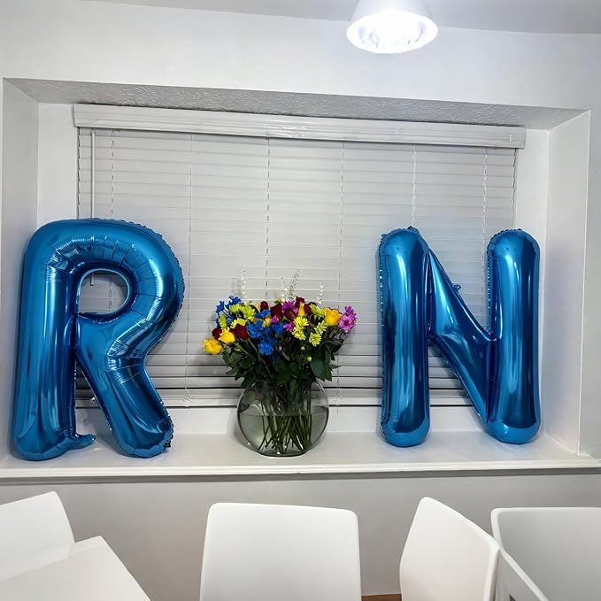 Letter E Balloon 40 Inch Blue, Giant Alphabet Foil Balloon, Big Mylar Party - Image 3