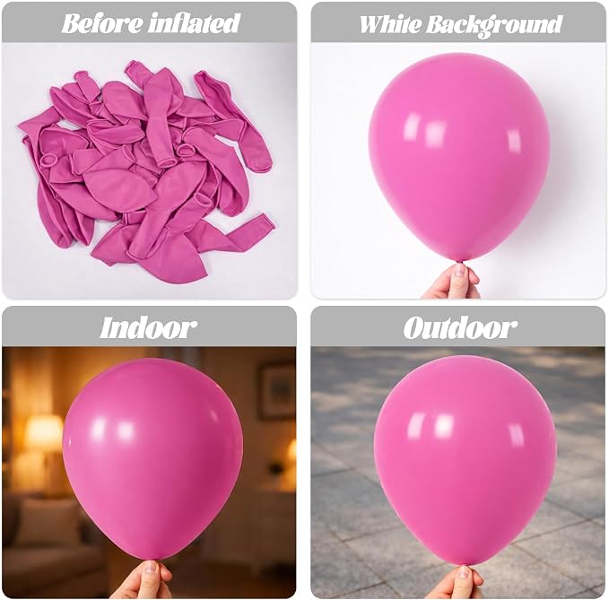 Voircoloria 90pcs Retro Hot Pink Balloons Arch Kit, 18 12 10 5 Inch | - Image 3