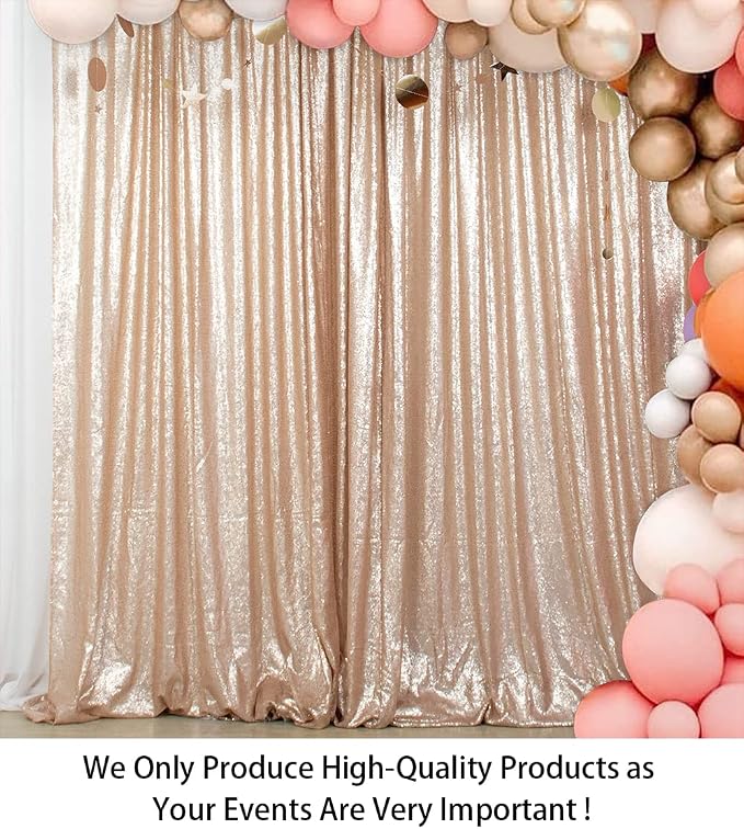 ShinyBeauty PHOTOBOOTH Background Best Choice-7FTx7FT-Champagne-Sequin - Image 2