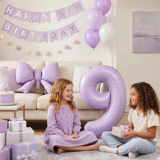 Light Purple 6 Balloons with Bow Balloons, 40 Inch Giant Self Inflating - Image 5