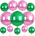 12Pcs Green and Pink Round Balloons Foil, Big Pink Metallic Balloons by BIAPIAN
