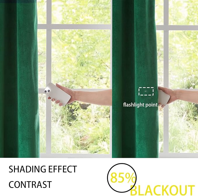 Velvet Green Grommet Blackout Curtains 120 inch Length - Image 6