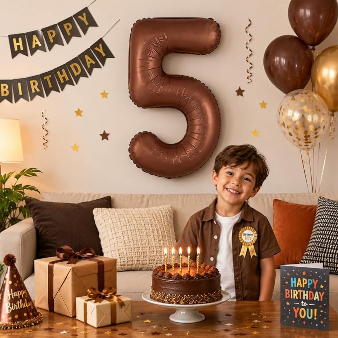 Dark Brown Number Balloons 6, 40inch Large Chocolate Brown Digital 6 Foil - Image 4