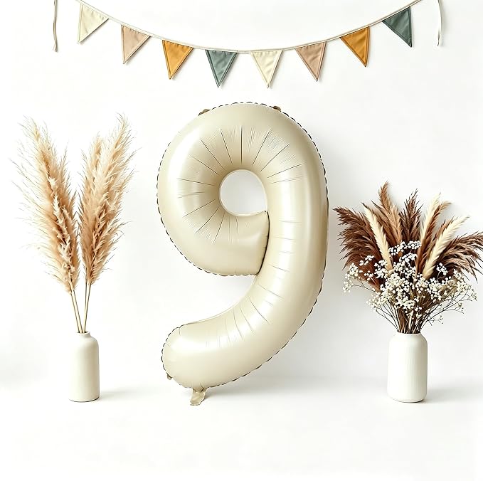 CARGEN 40 Inch Creamy White Number 9 Balloon Boho Neutral Party Decoration | by CARGEN