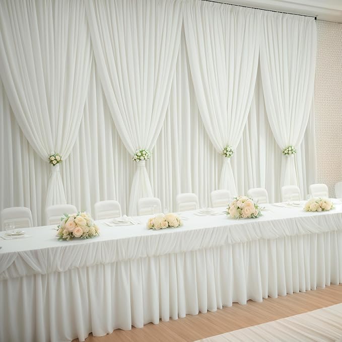 60×14ft Wrinkle Free Ivory Backdrop Curtain, Soft Silky Easy to Drape Cream - Image 7