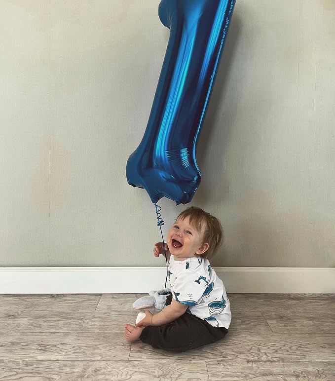 40 Inch Navy Blue Number 1 Balloon, 1st Blue Birthday Party Decorations | 40 - Image 2