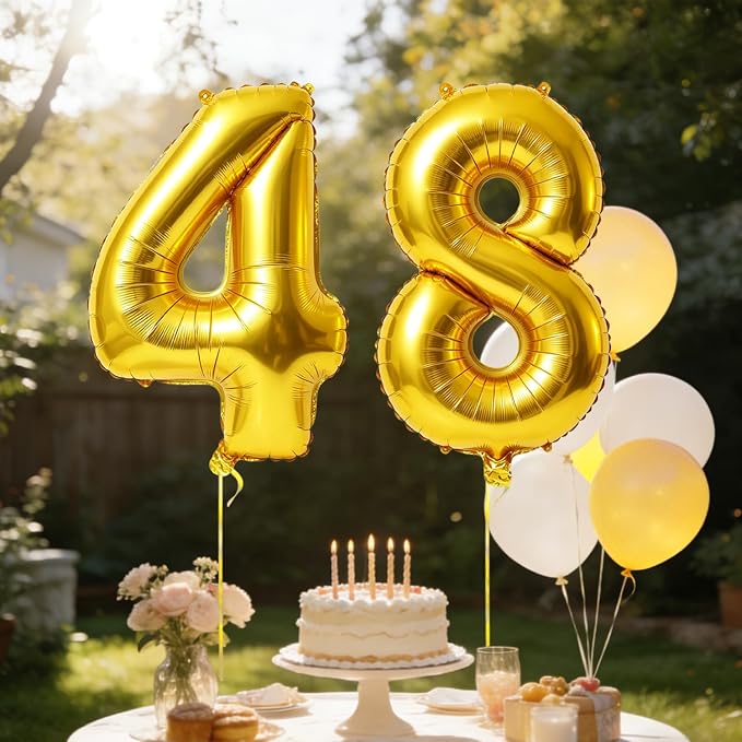 40 Inch Number 48 Balloons for 48th Birthday Party Decorations, 0-100 Gold - Image 3