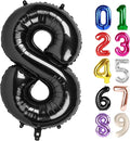 8 Balloon - Black Birthday Number Balloons, 40 Inch Decorations Men Women | by ALPHADELTAPI