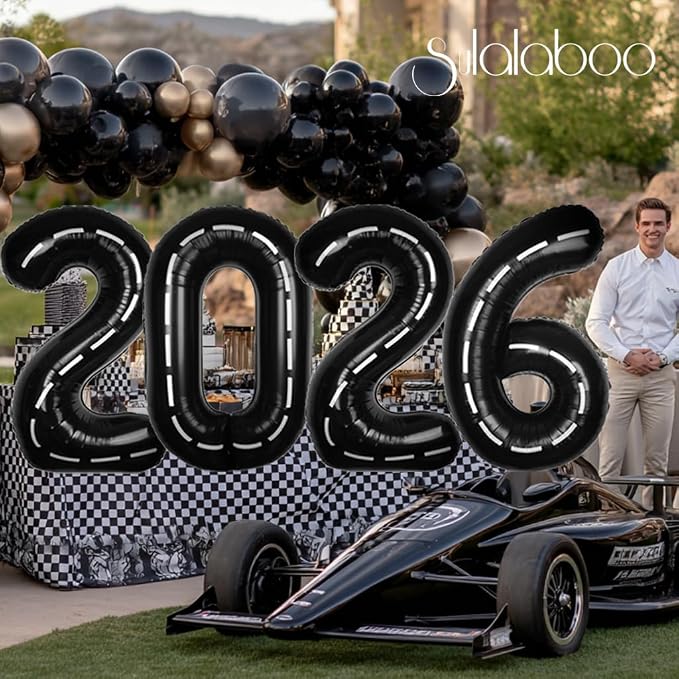 Race Car 40 Inch Black 5 Big Large Helium Balloon Number 0-9 | Track Giant - Image 4