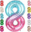 8 Balloon Numbers Birthday Decorations, 40In Pink Purple Blue Balloons | by Mluchee