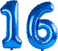40 Inch Number 16 Balloons for 16th Birthday Party Decorations, 0-100 Dark Blue by FOBELEC