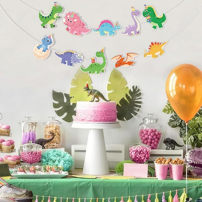 Dinosaur Party Banner Cute Dinosaur Birthday Banner Happy Birthday Banner - Image 4