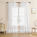 SEEKRIGHT Sheer Lace Curtains 96 Inches Long 2 Panels Victorian White Floral by SEEKRIGHTHomeDecor