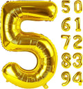 Gold 5 Balloon - Number Balloon 40 Inch, 5th Gold Birthday Decorations | Giant by IWERP