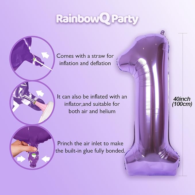 RainbowQ Purple 18 Balloon Number 40 Inch 0-40 Foil Large Balloons | Big Mylar - Image 4