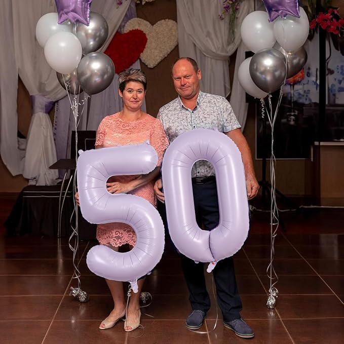 50th Birthday Balloons Pastel Purple - Image 5