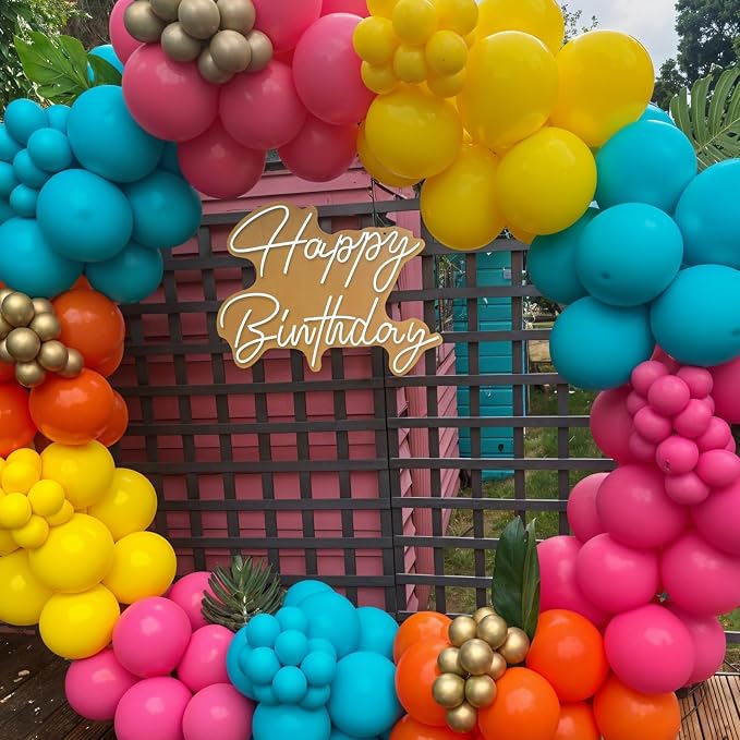 Tropical Balloons, 12 Inch Teal Metallic Gold Orange Pink Hot Fruit Green - Image 6