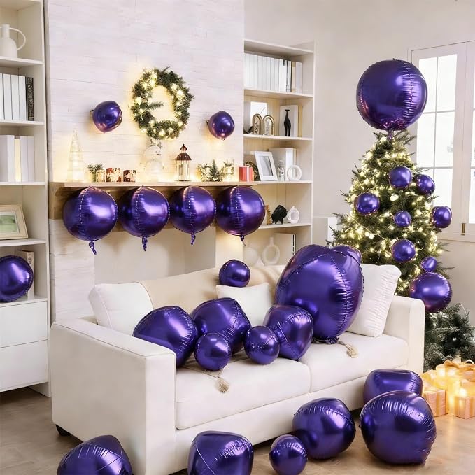 12Pcs Purple Round Balloons Foil, Large Metallic Purple Balloons - Image 5