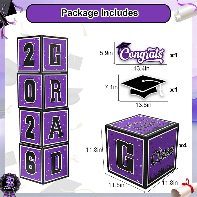 2026 Graduation Decorations, So Proud of You and Class of 2026 Grad Boxes - Image 2