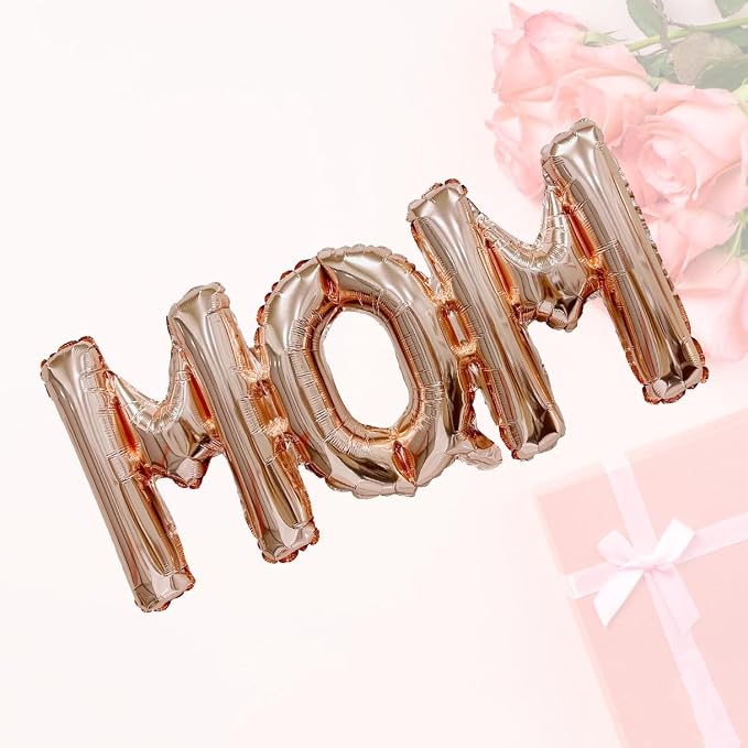 Mother's Day Balloons Rose Gold Mom Balloons Letter Balloon Conjoined Mom Foil by HADCKJA