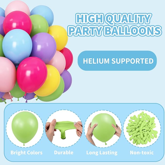 Colorful Rainbow Balloons Assorted Pink Blue Yellow Green Balloons 60PCS 12INCH - Image 7