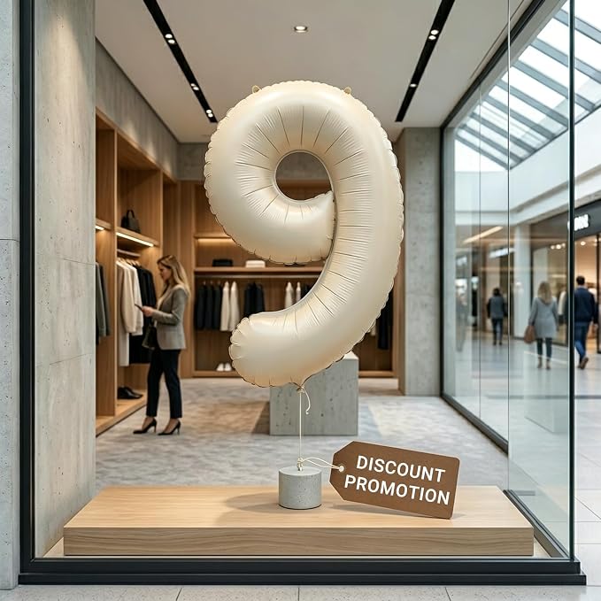 CARGEN 40 Inch Creamy White Number 9 Balloon Boho Neutral Party Decoration | - Image 5