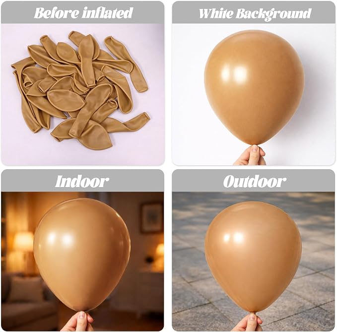 Voircoloria 66pcs Brown Latex Party Balloons, 12inch | - Image 3