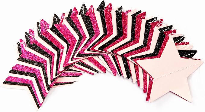 Hot-Pink Black Birthday Party-Decorations Garland - 62ft Twinkle Little Star - Image 3