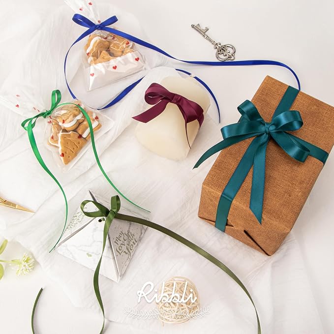 Ribbli Teal Double Faced Satin Ribbon, 1/4” x Continuous 25 Yards, Use - Image 4