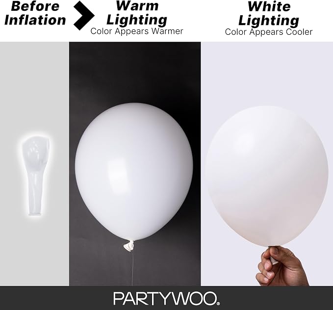 PartyWoo White Balloons 100pcs Different Sizes of 36 18 12 10 5 Inch | 36 18 12 - Image 4