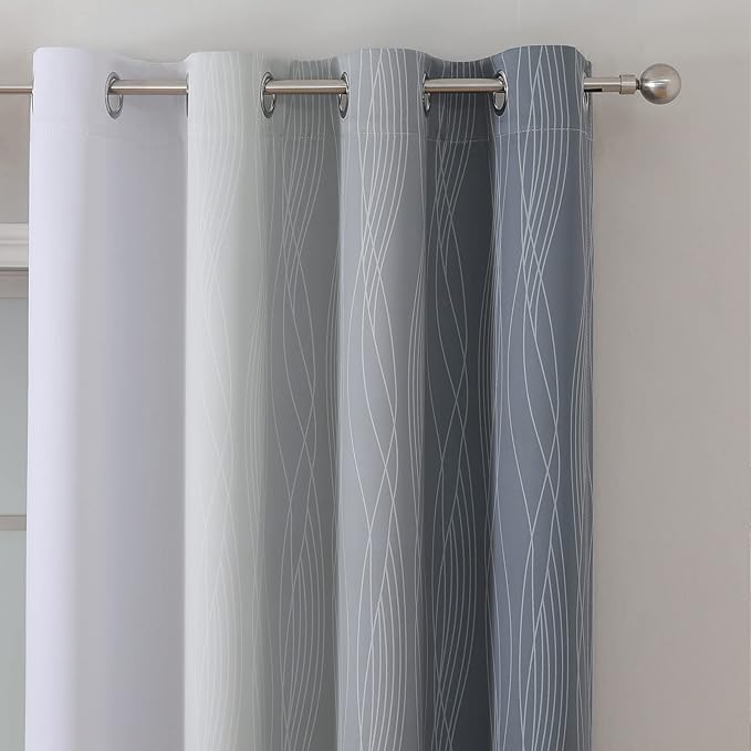 Thermal Insulated Blackout Curtains 96 Inches Long, Ombre Grey and Grayish - Image 4