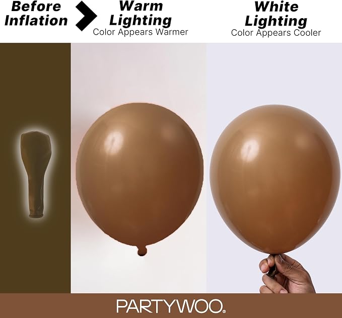 PartyWoo Brown Balloons 152pcs Different Sizes of 18 12 10 5 Inch Boho Neutral - Image 3