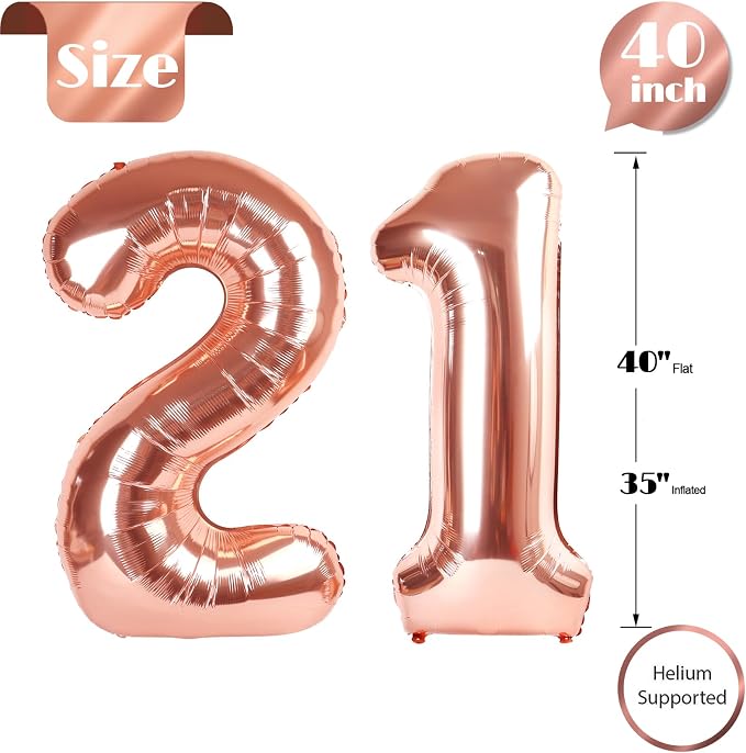 Rose Gold Number 21 Balloon 40 Inch - Image 5